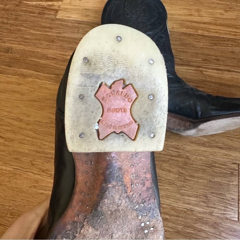 DONALDO Western Black Leather Cowboy Boots - Picture 8 of 8